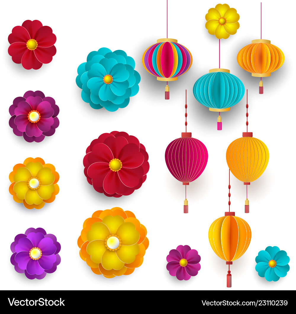 Chinese 3d paper cut badges clouds Chinese 3d paper cut badges clouds vector image