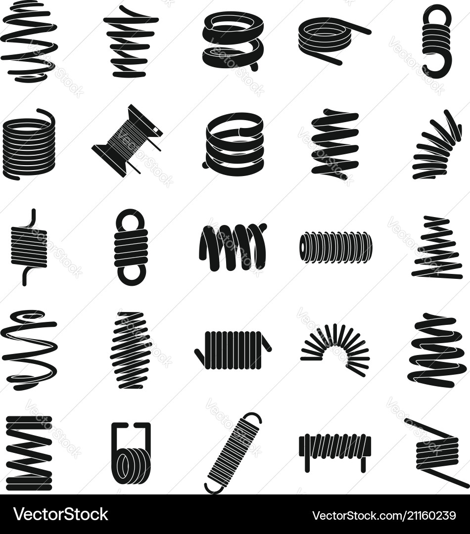 Coil spring cable icons set simple style Coil spring cable icons set simple style vector image