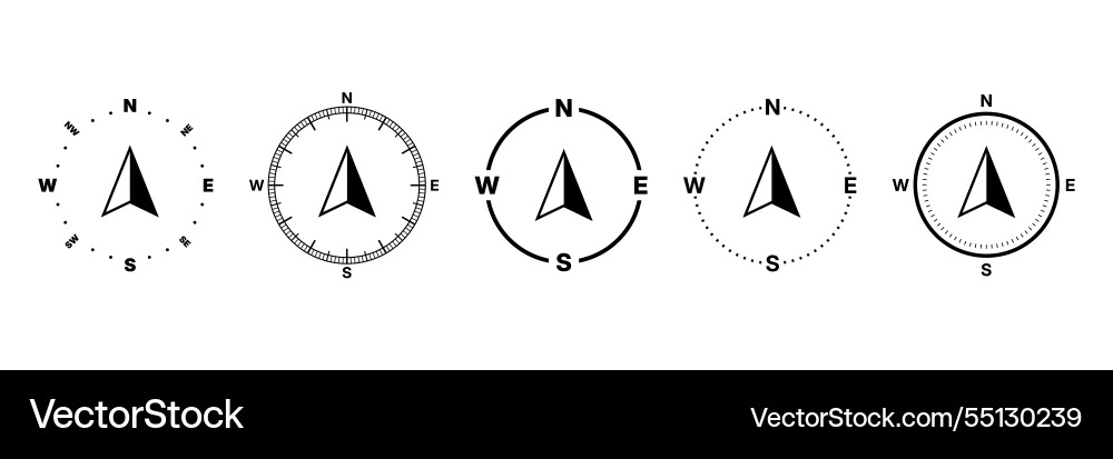 Compass icon set and navigation symbol Compass icon set and navigation symbol vector image