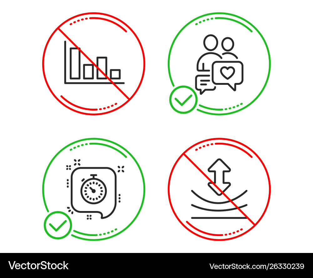 Dating chat timer and histogram icons set Dating chat timer and histogram icons set vector image