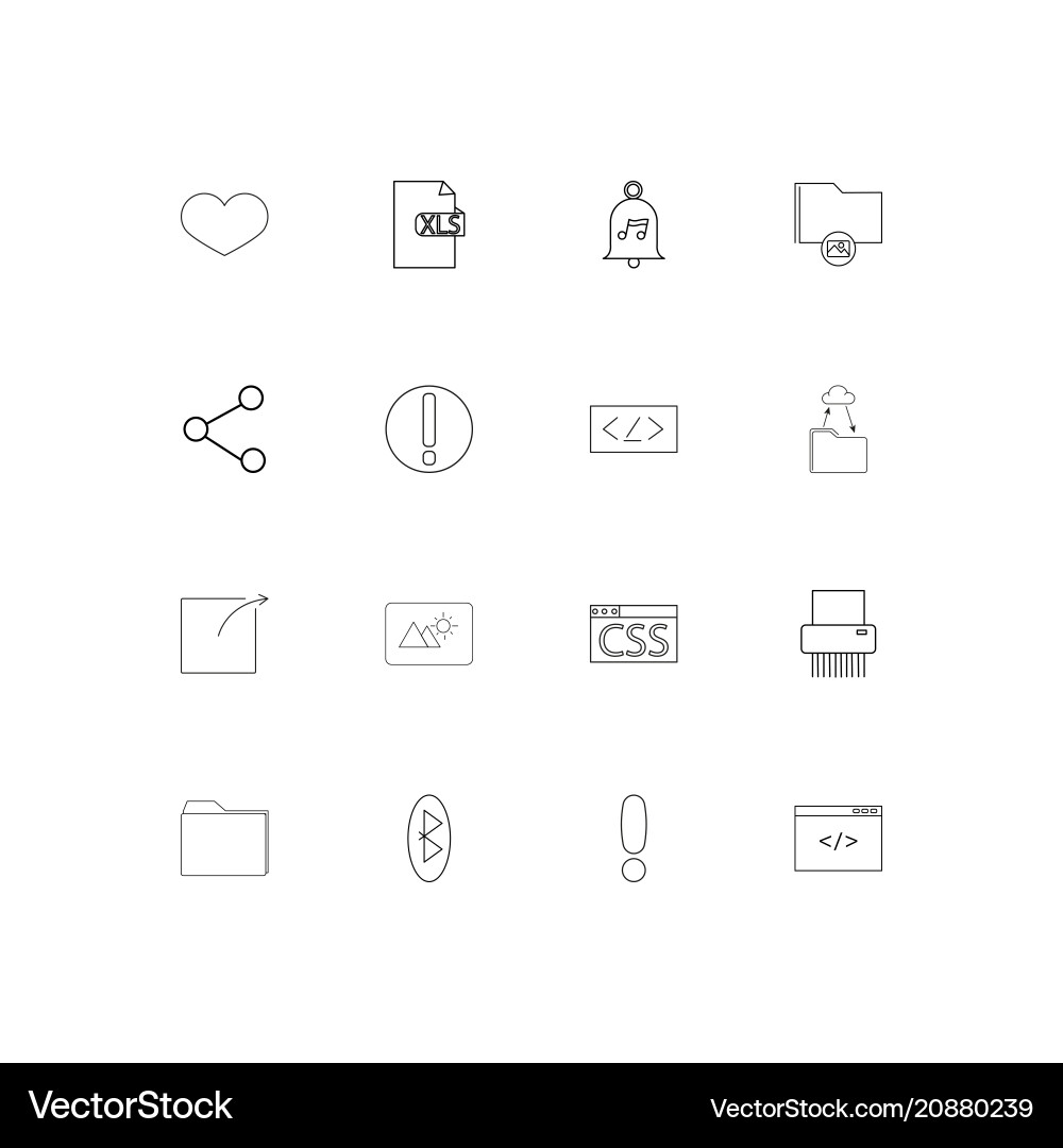 Files and folders sign linear thin icons set vector image