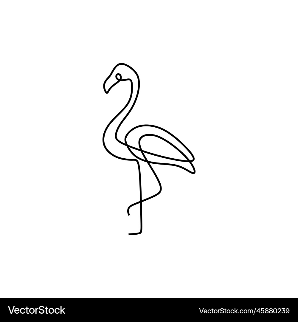Flamingo simple line drawing continuous one Flamingo simple line drawing continuous one vector image