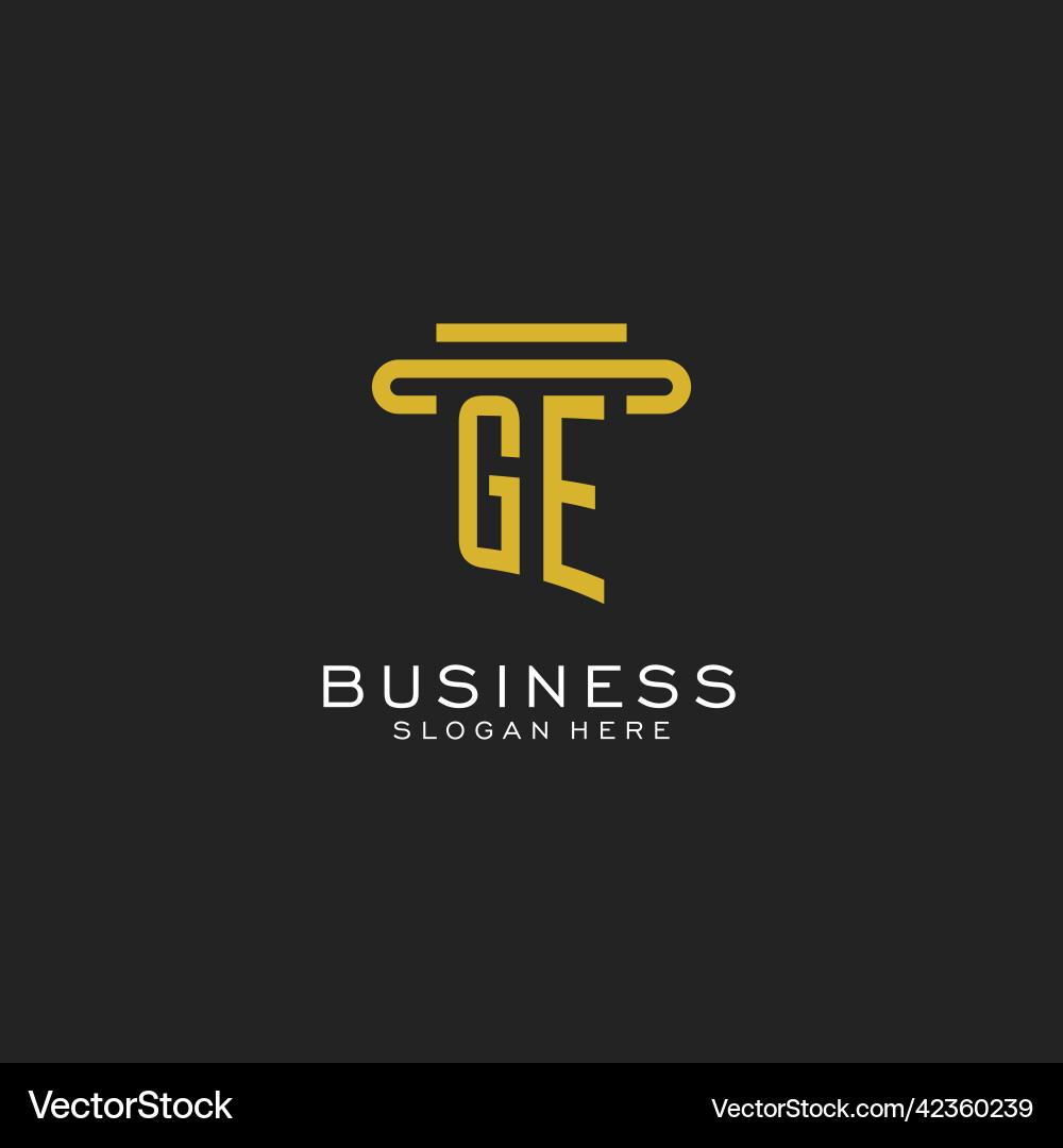 Ge initial logo with simple pillar style design Ge initial logo with simple pillar style design Vector Image