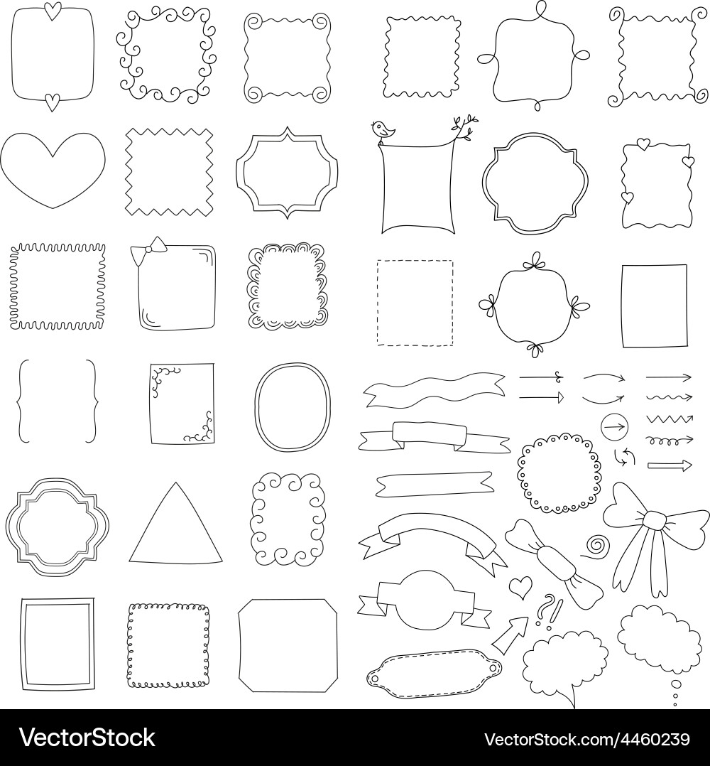 Handmade Frames & Decorative Elements Vector Image