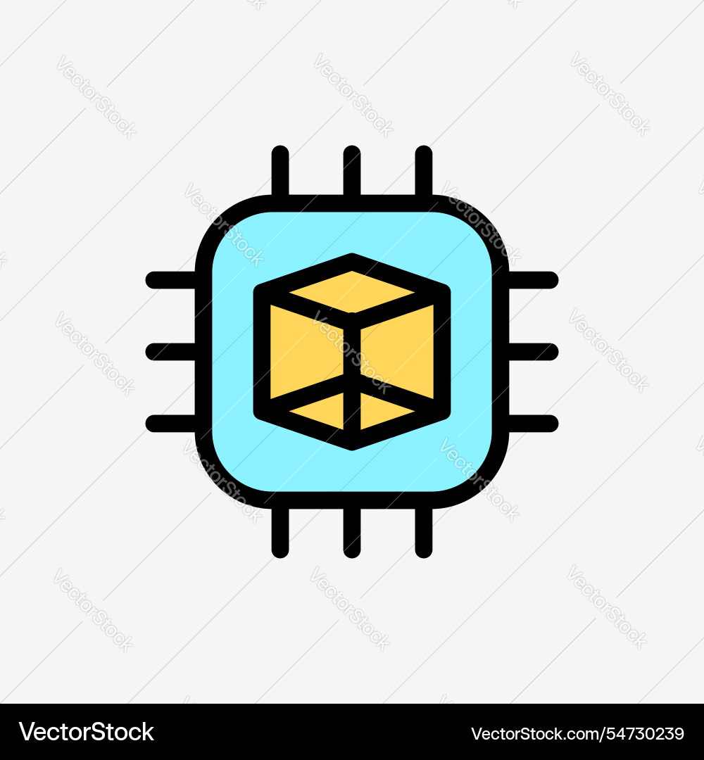 Icon line color microchip processor gpu Icon line color microchip processor gpu vector image