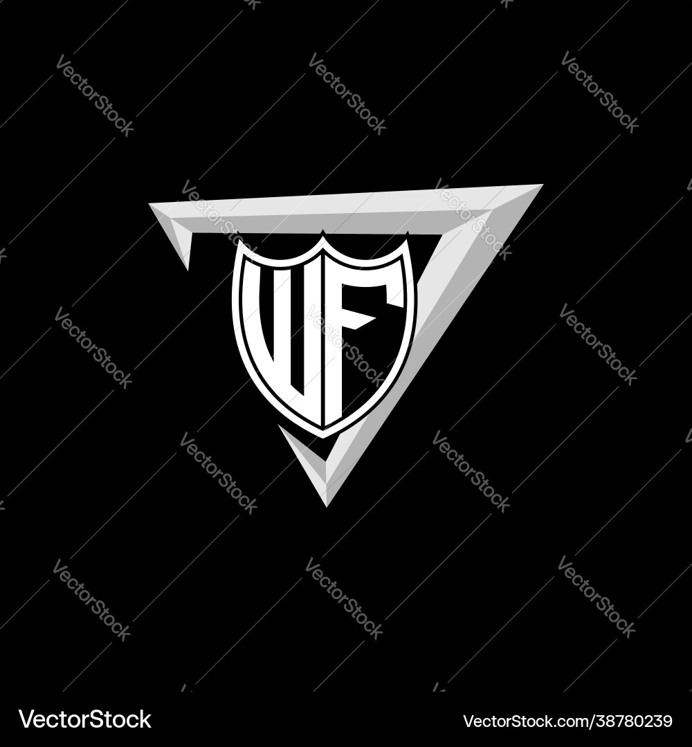 Initial letter w f shield shape with triangular Vector Image