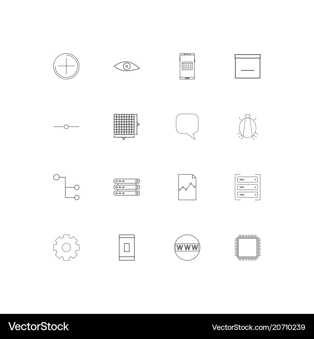 Internet technologies simple linear icons set vector image