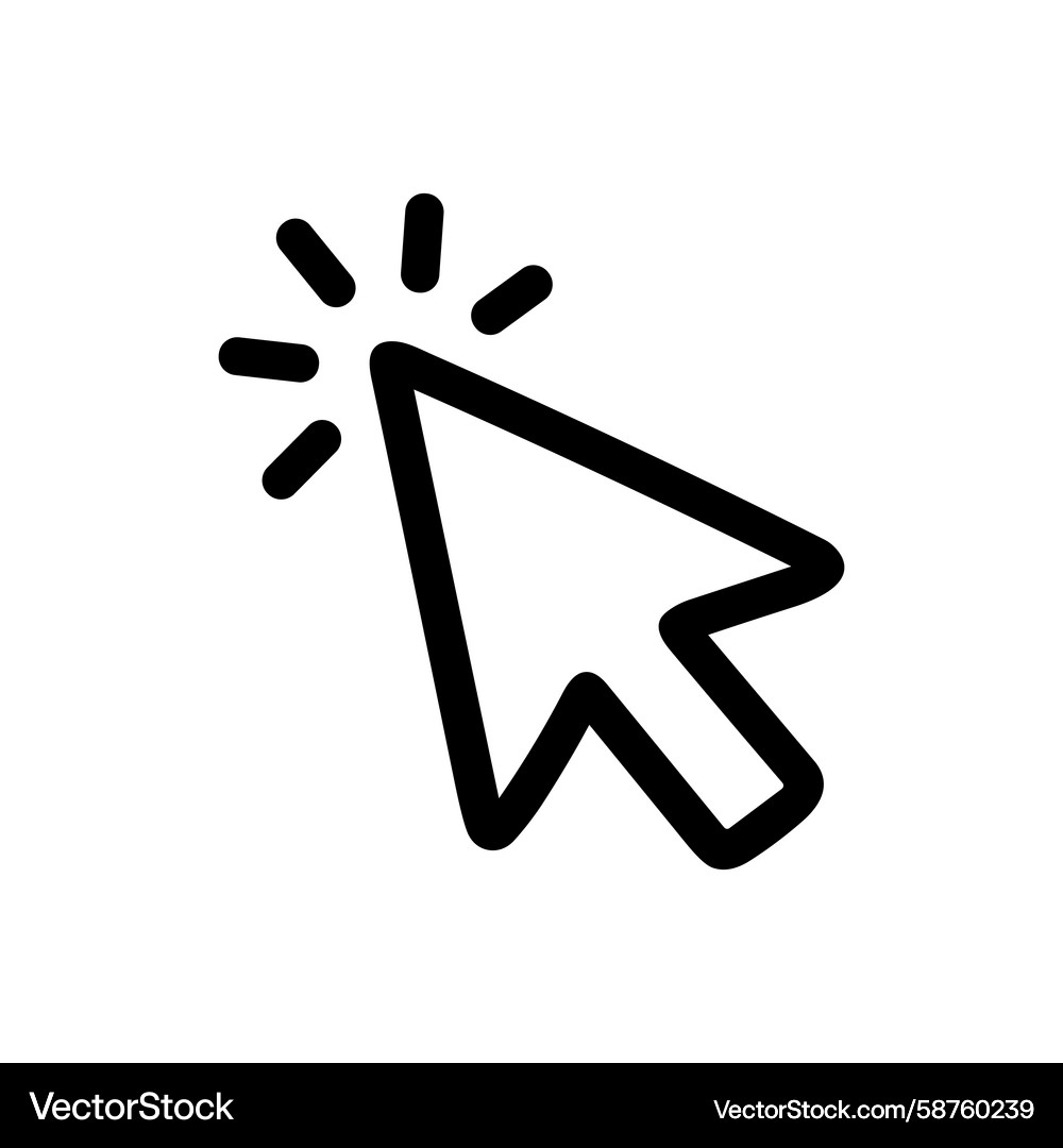 Line Arrow Cursor Pointer Klicken Sie auf Auswahl Vektorbild