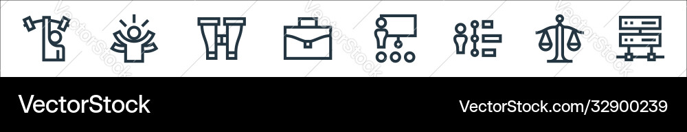 Management line icons linear set quality Vector Image