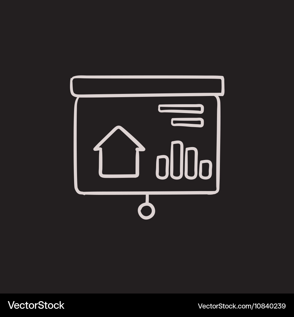 Presentation on projector screen sketch icon Vector Image