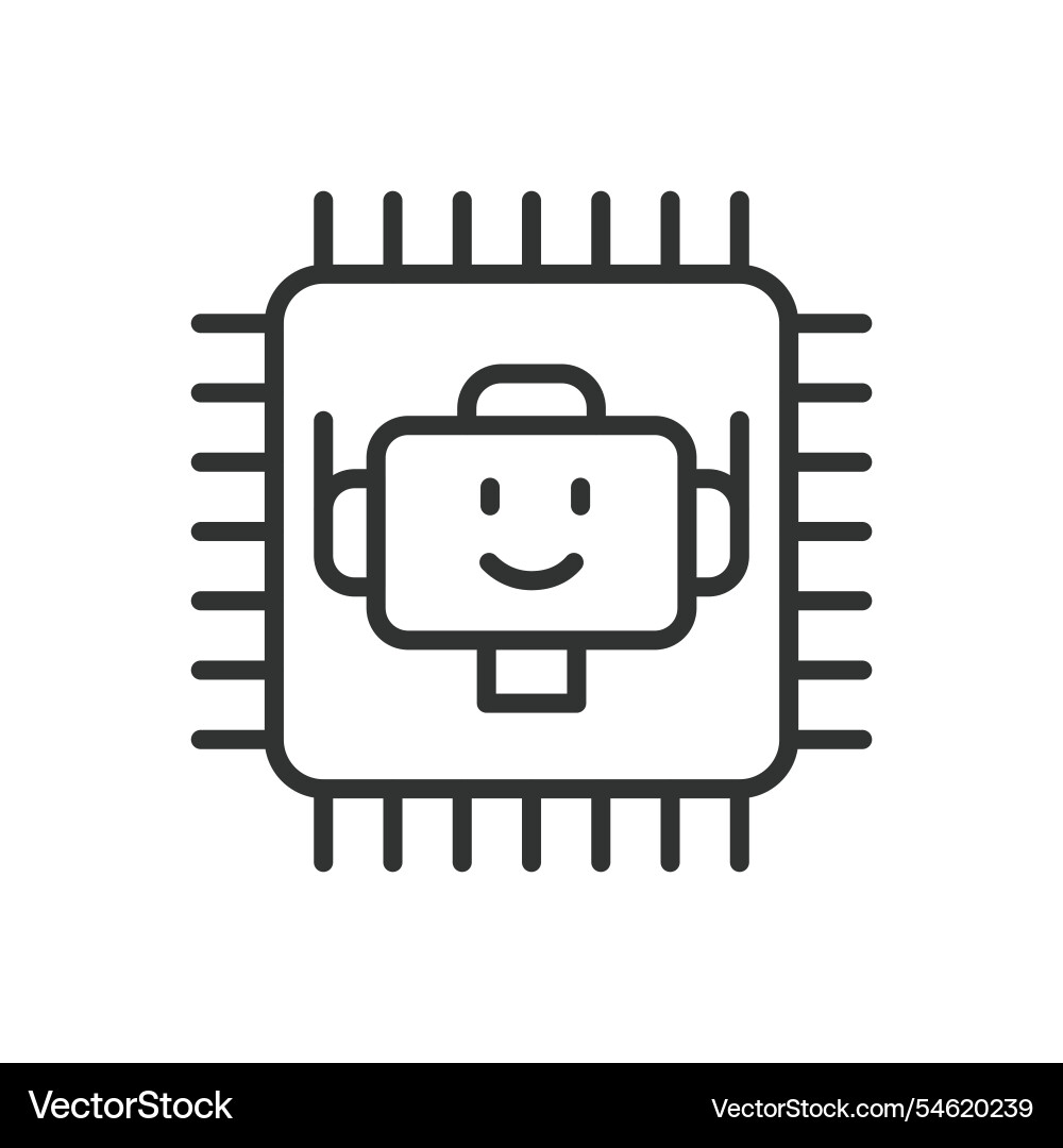 Robot processor icon in line design Robot processor icon in line design Vector Image