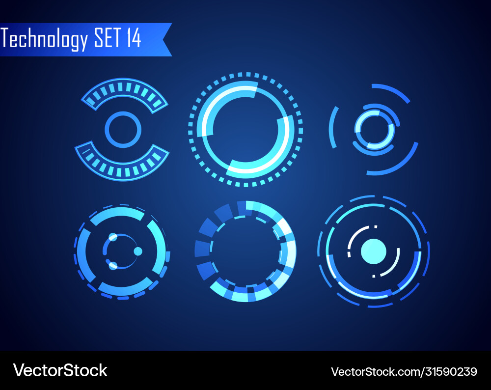 Set circle abstract digital technology ui Set circle abstract digital technology ui vector image