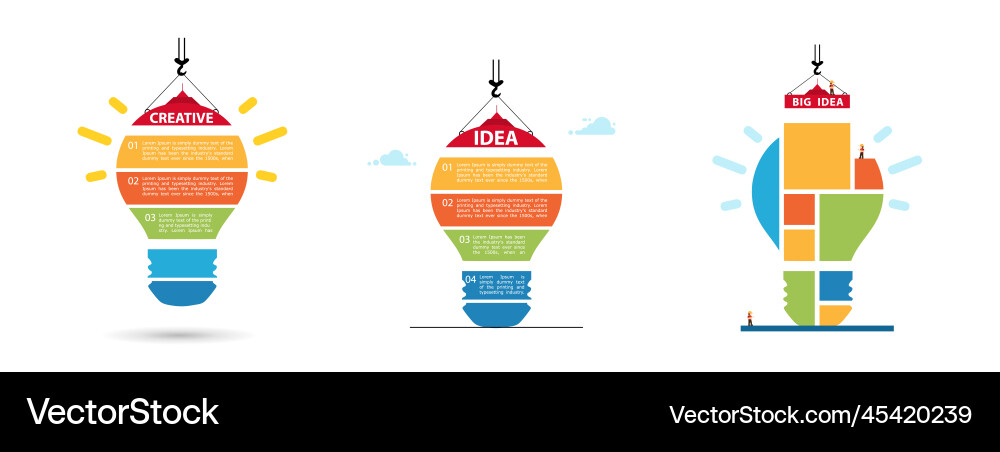 Set concept build light bulb from Set concept build light bulb from vector image