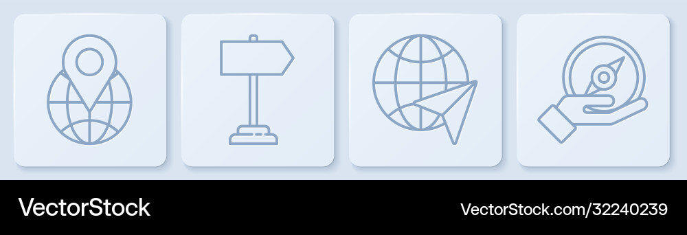 Set line location on globe with flying Set line location on globe with flying vector image