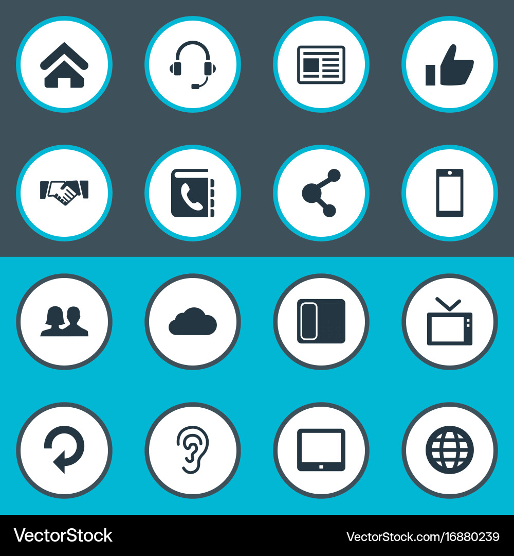 Set of simple network icons vector image