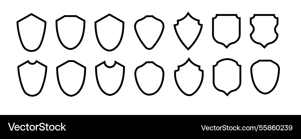 Shield frame set collection signs empty vector image