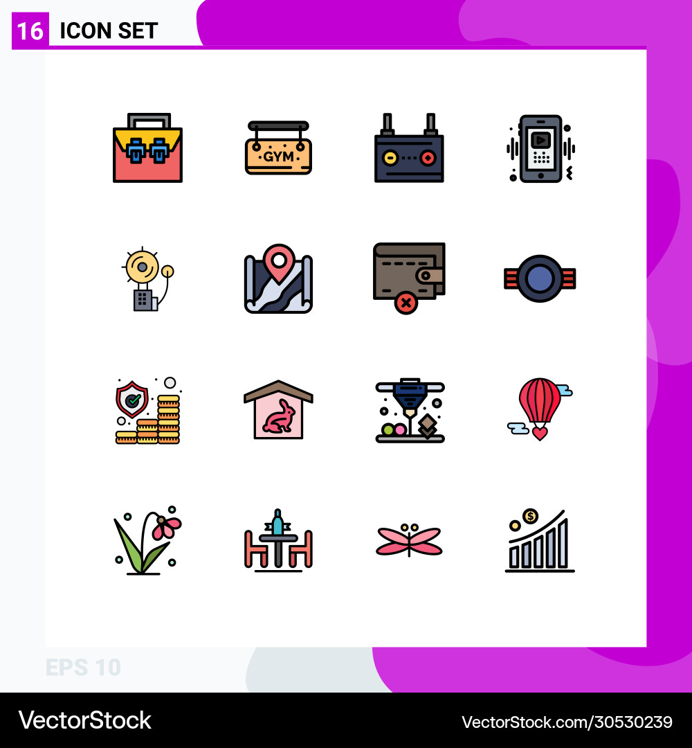 User interface pack 16 basic flat color filled Vector Image