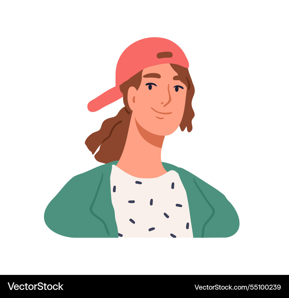 Young woman in baseball cap head portrait modern Young woman in baseball cap head portrait modern vector image