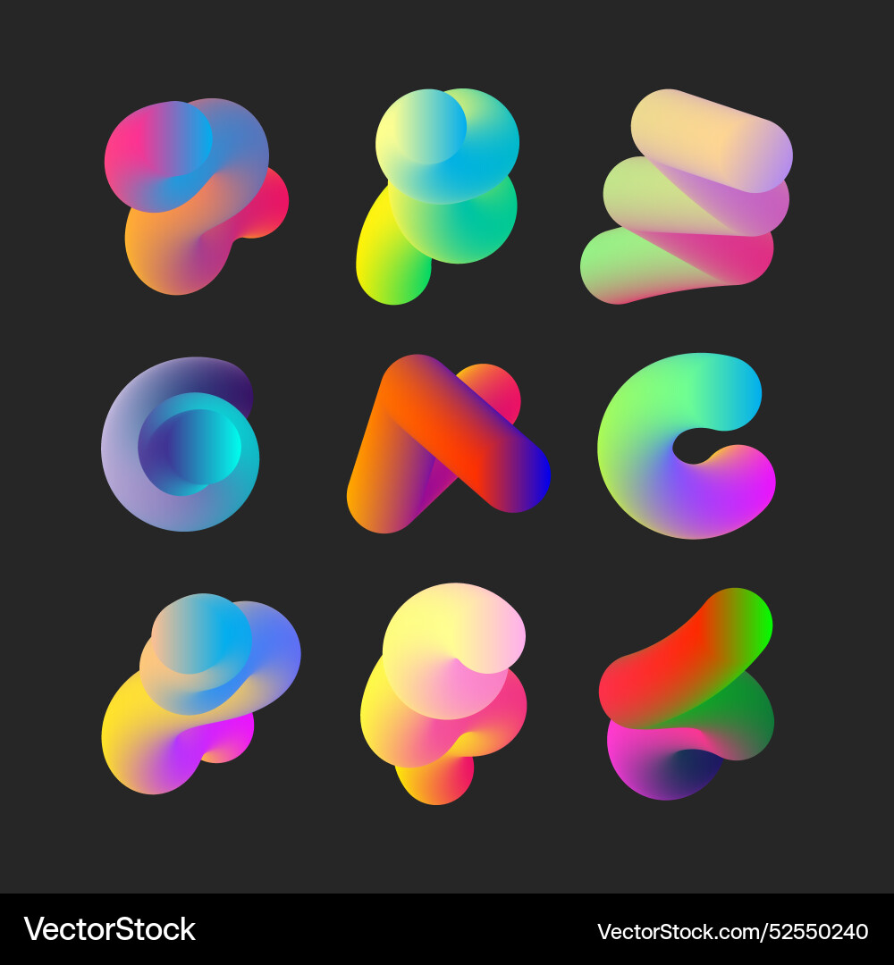 Abstract 3d fluid shapes colorful gradient Abstract 3d fluid shapes colorful gradient vector image