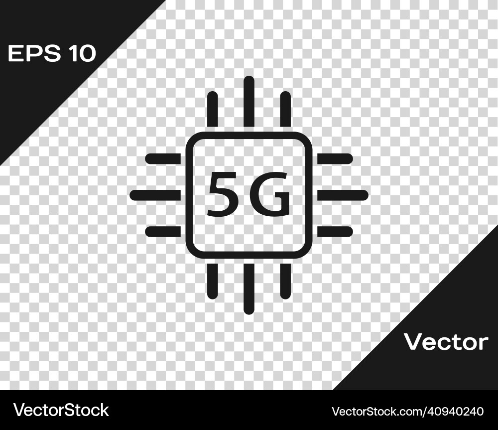 Black computer processor 5g with microcircuits cpu Black computer processor 5g with microcircuits cpu vector image
