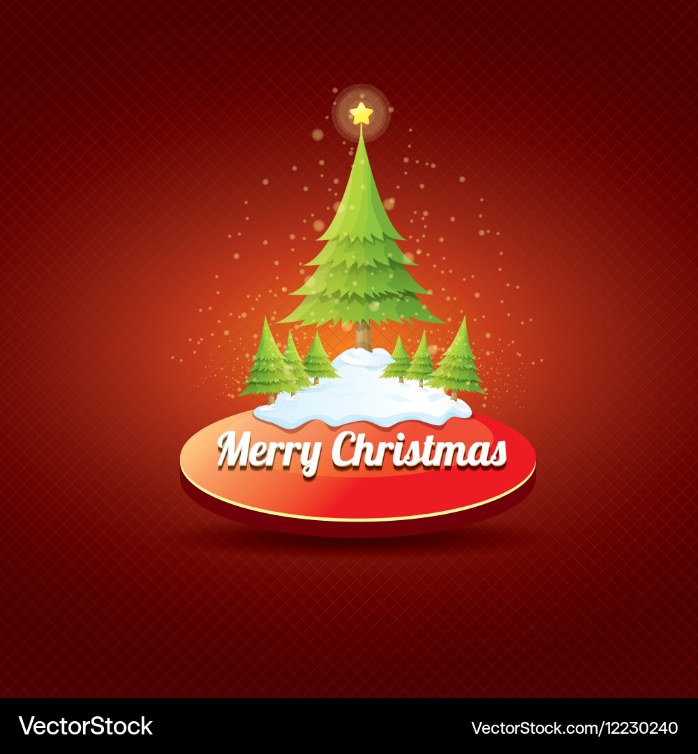 Christmas button with tree Vector Image