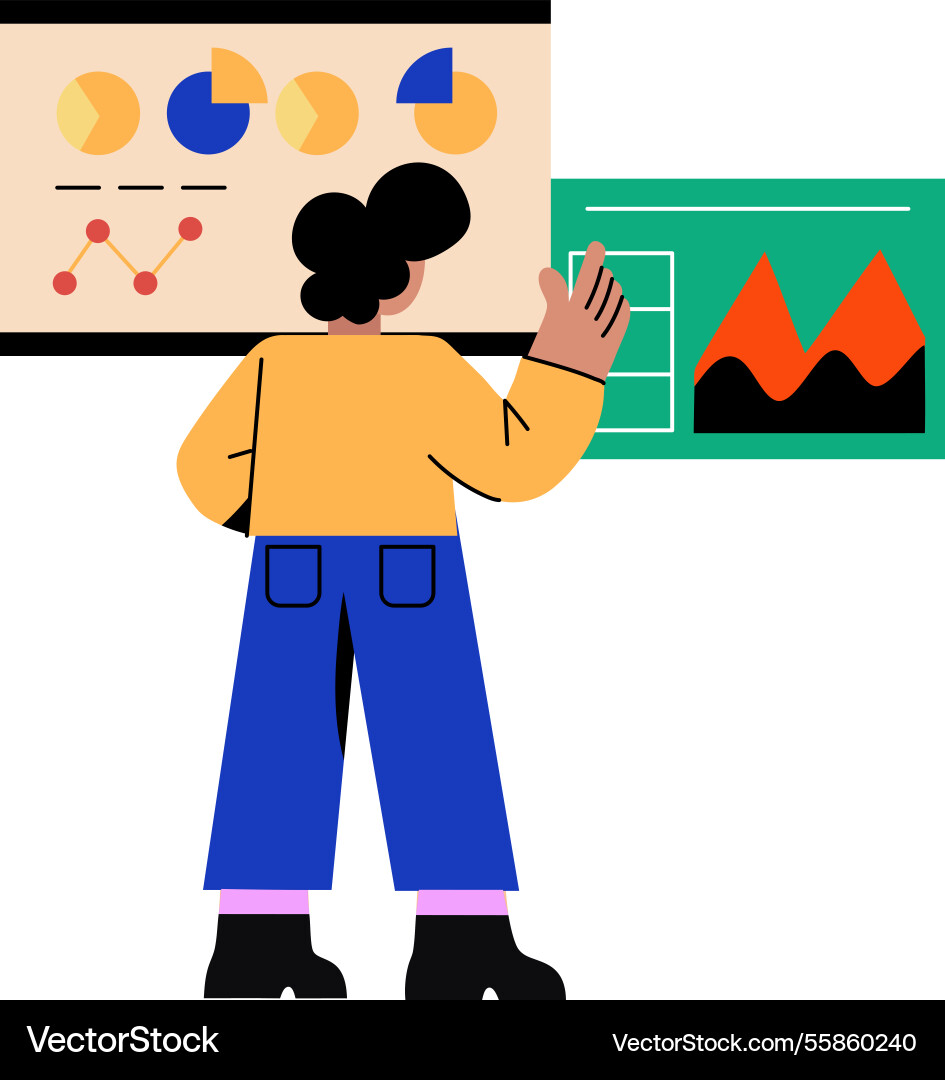 Creative designer working on a dashboard ui flat vector image