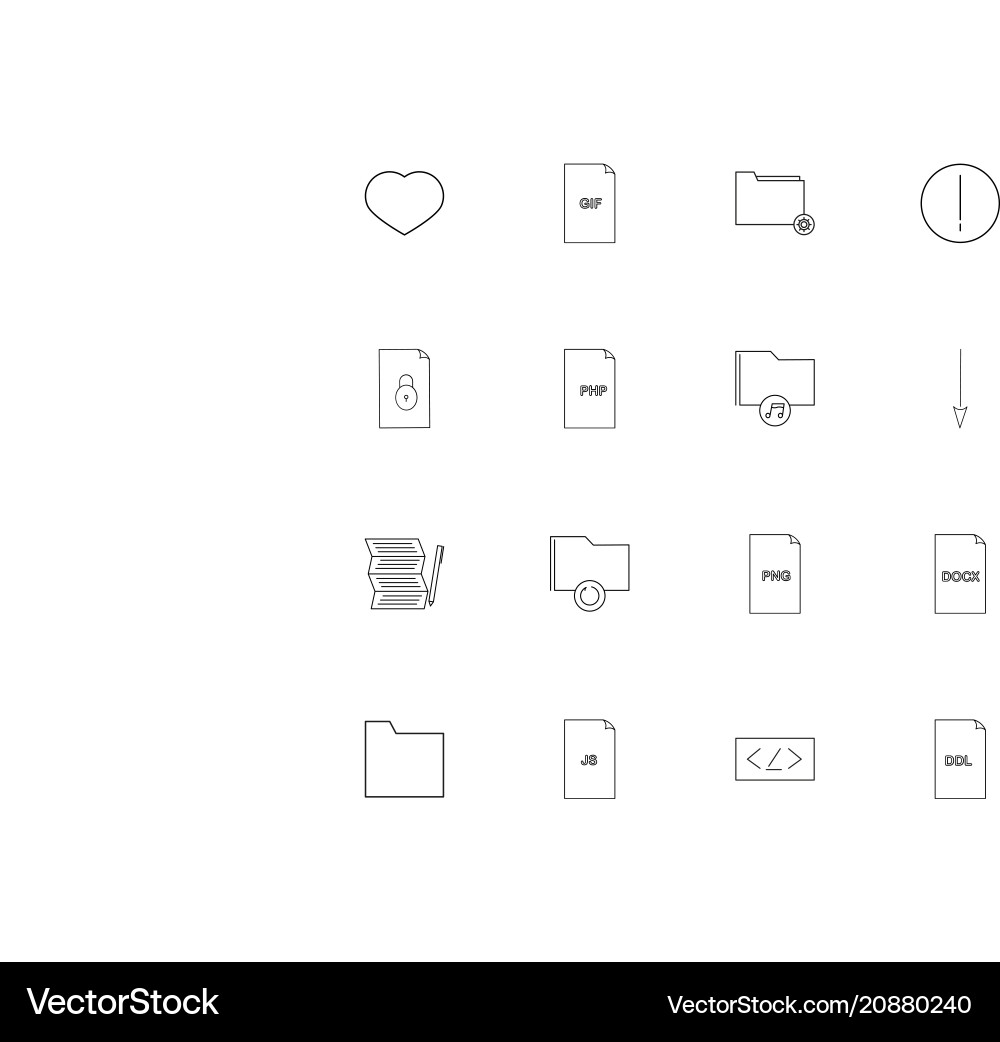 Files and folders sign linear thin icons set Vector Image