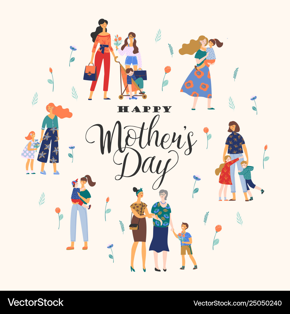 Happy mothers day with women Happy mothers day with women vector image