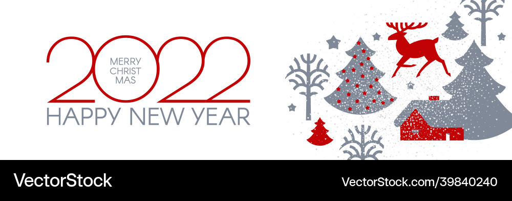 Happy new 2022 year christmas flyer with reindeer Happy new 2022 year christmas flyer with reindeer vector image