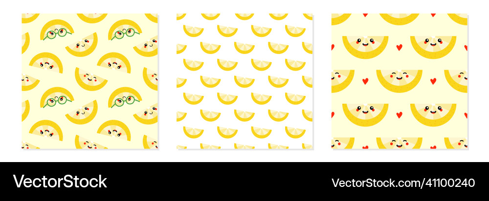 Lemon slices and characters patterns Lemon slices and characters patterns vector image