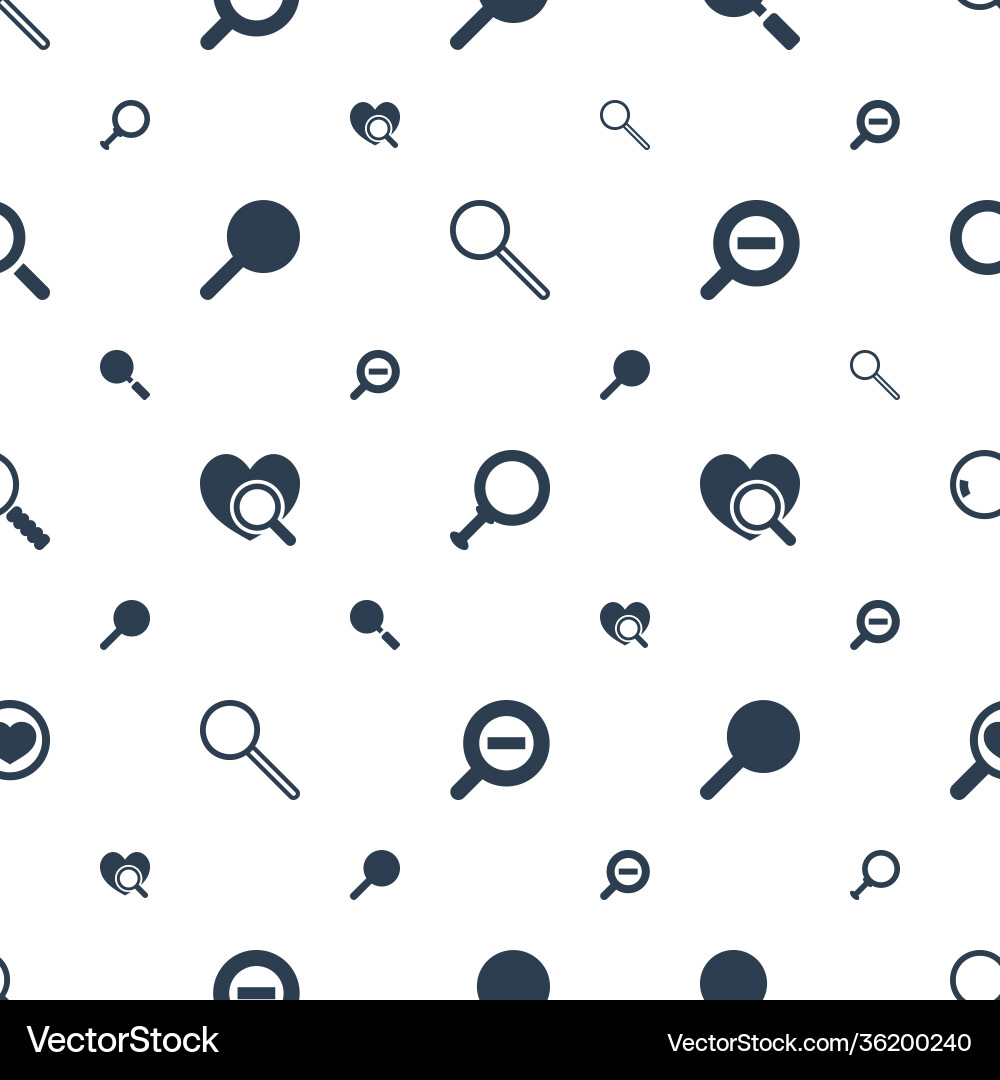 Magnifying icons pattern seamless white background vector image