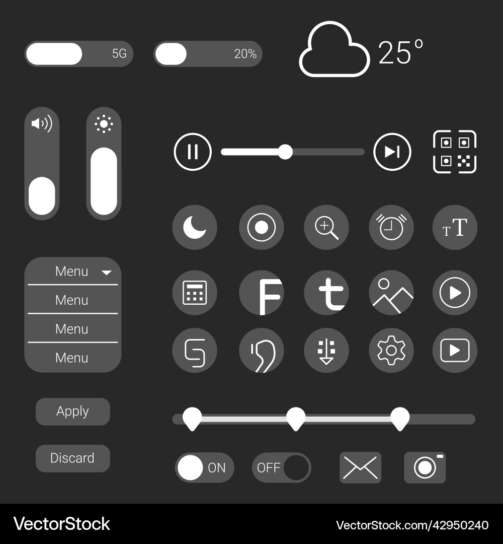 Mobile app icon set user interface clean design vector image