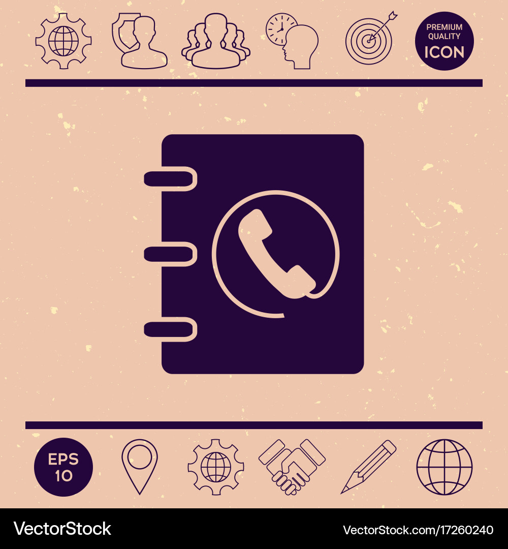 Notebook address phone book icon with handset vector image