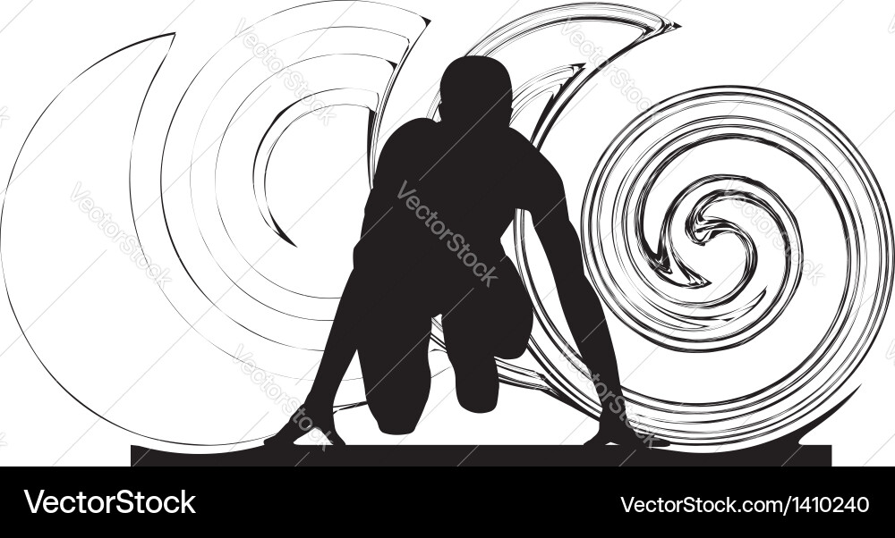 Runner in Starting Block - Race Preparation vector image