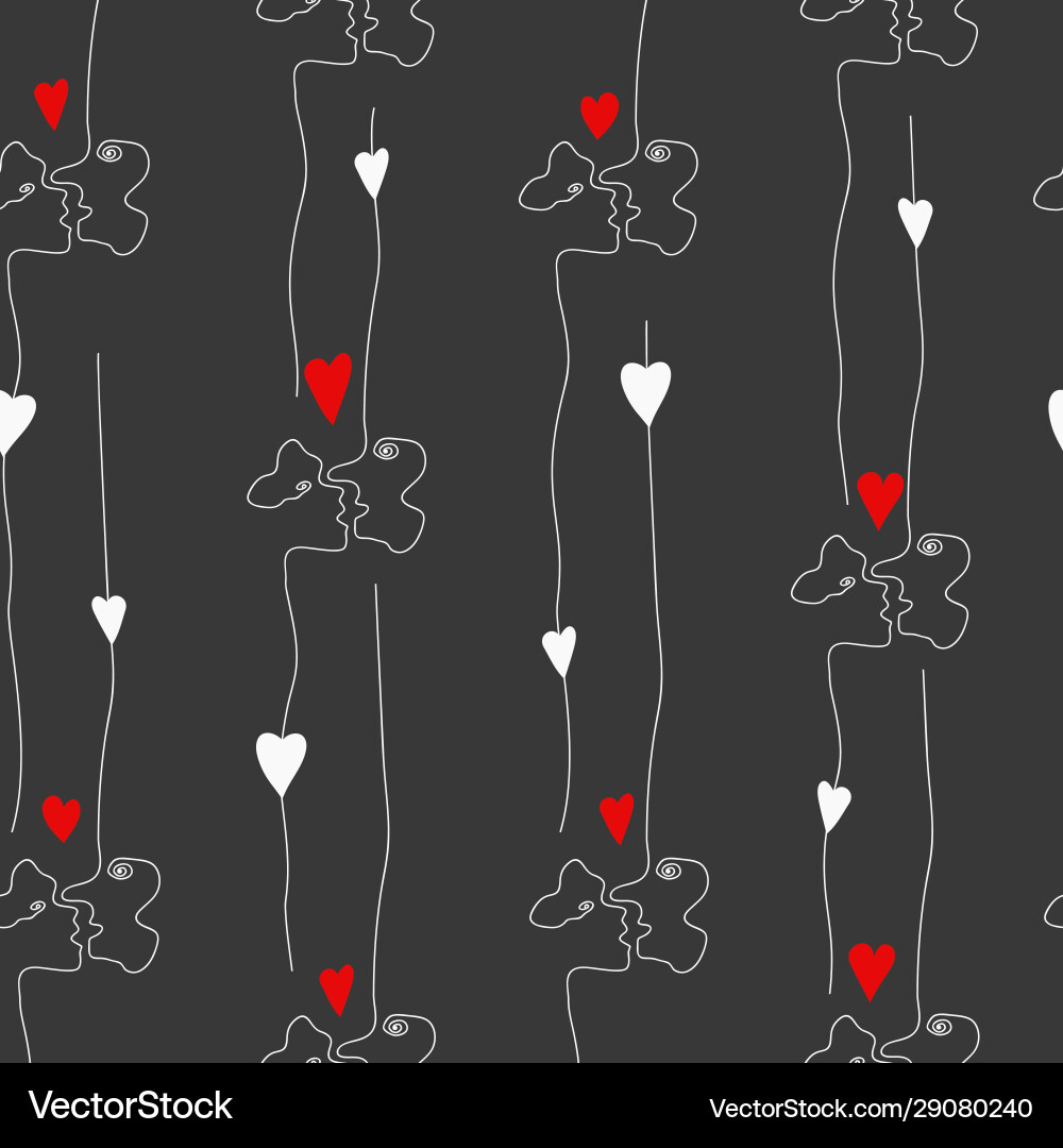 Seamless pattern with abstract profile humans Vector Image