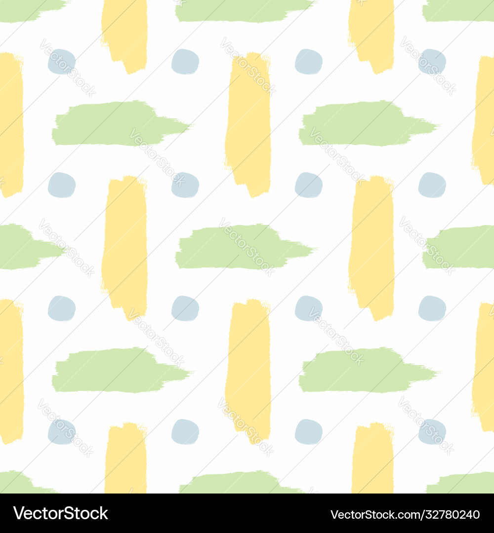 Seamless pattern with brush strokes and round Vector Image