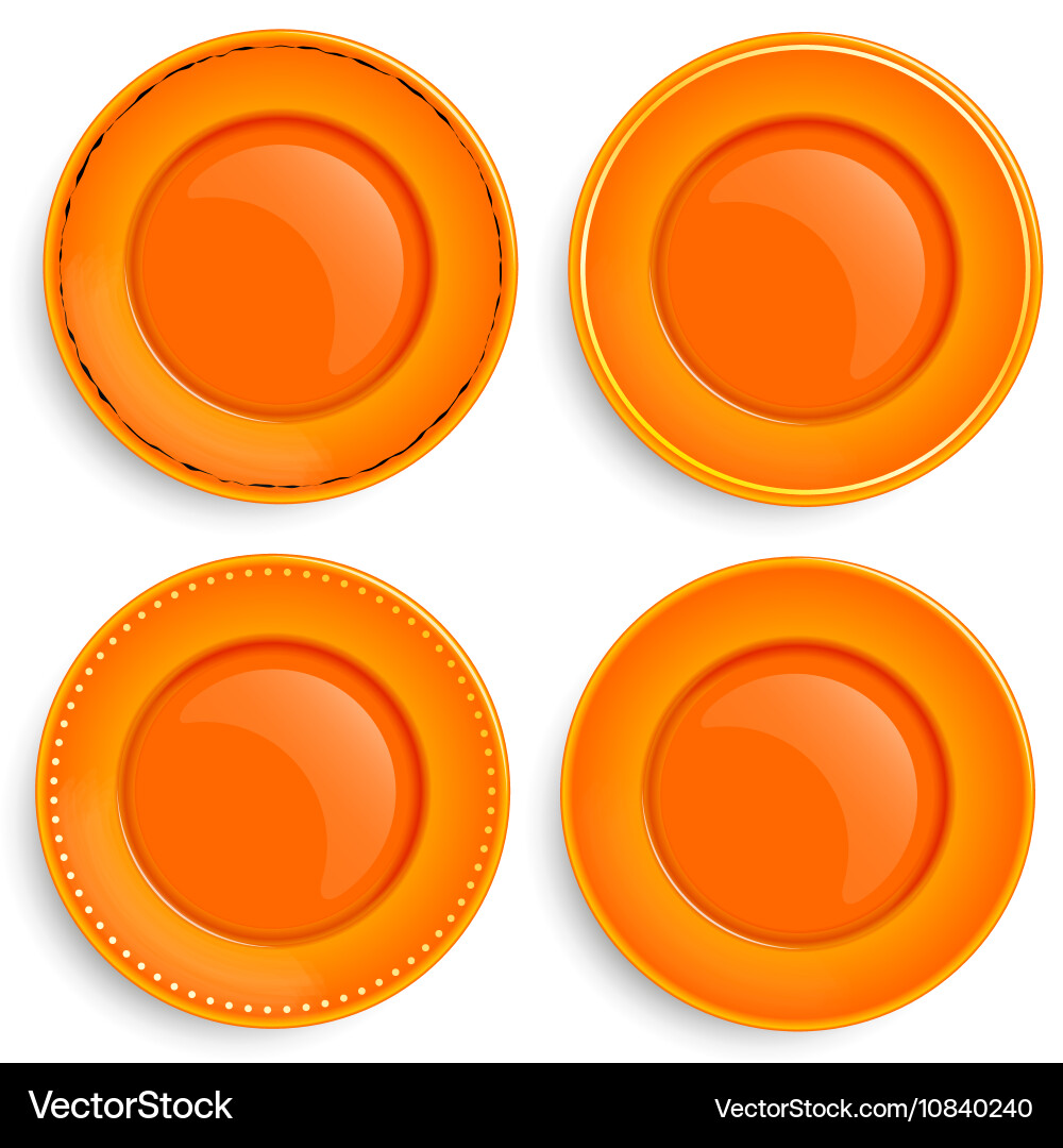Set of four empty plates with a different design vector image