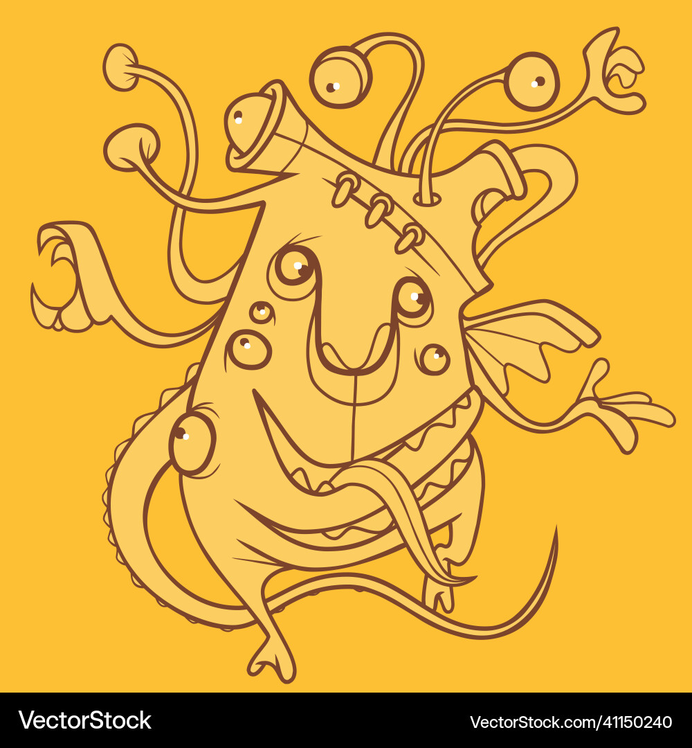 Sketch of a cartoon creature with many different Vector Image
