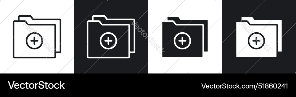 Add folder liner and solid icon set in black color Add folder liner and solid icon set in black color vector image