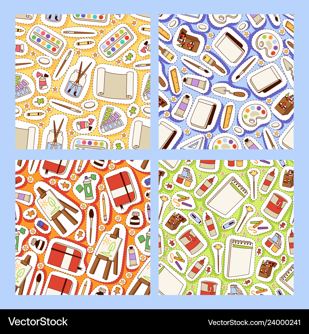 Art studio seamless pattern studying Vector Image