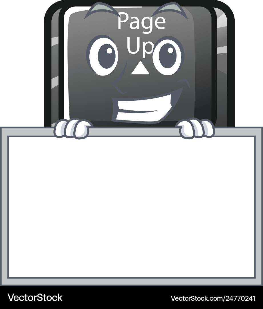 Grinning with board button page up shape vector image