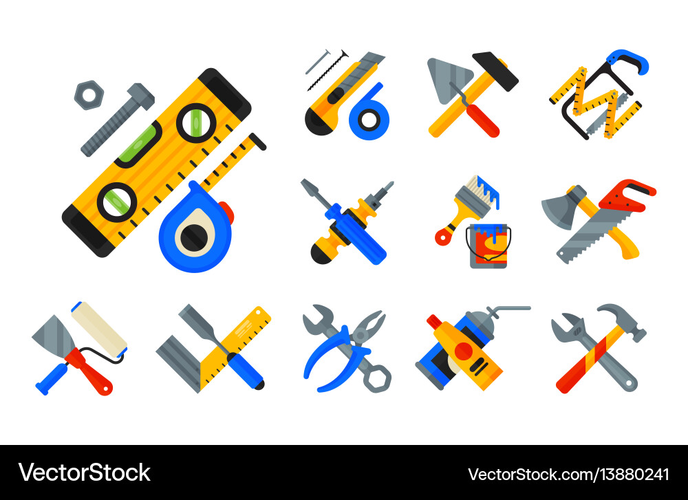 Home Reparatur Werkzeuge Icons Arbeitsbau Home Reparatur Werkzeuge Icons Arbeitsbau vektorbild