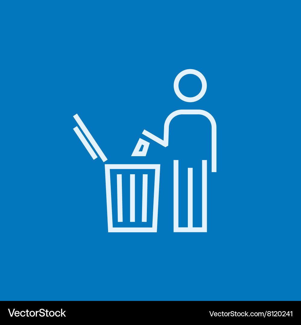 Man throwing garbage in a bin line icon Vector Image
