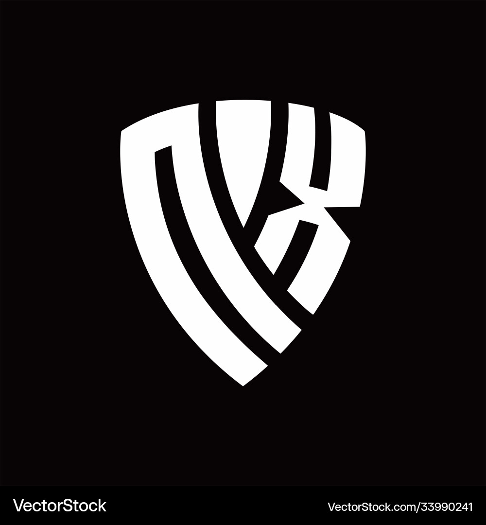 Nx logo monogram with shield elements shape vector image