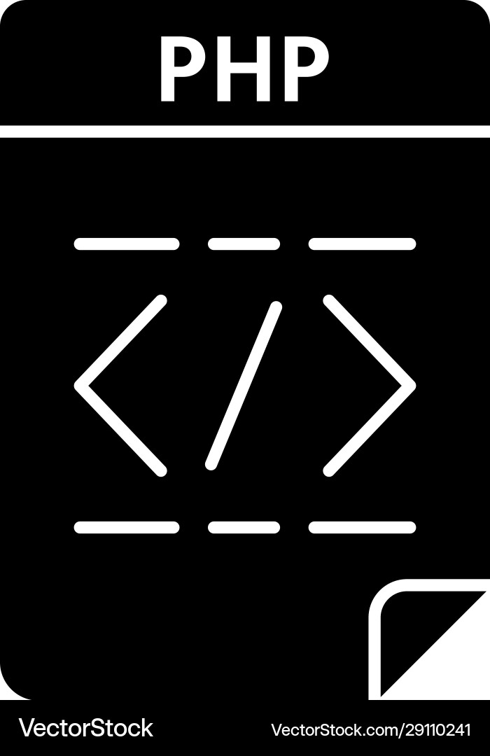 Php-Datei Glyph Symbol Quelle Code Hypertext Php-Datei Glyph Symbol Quelle Code Hypertext vektorbild