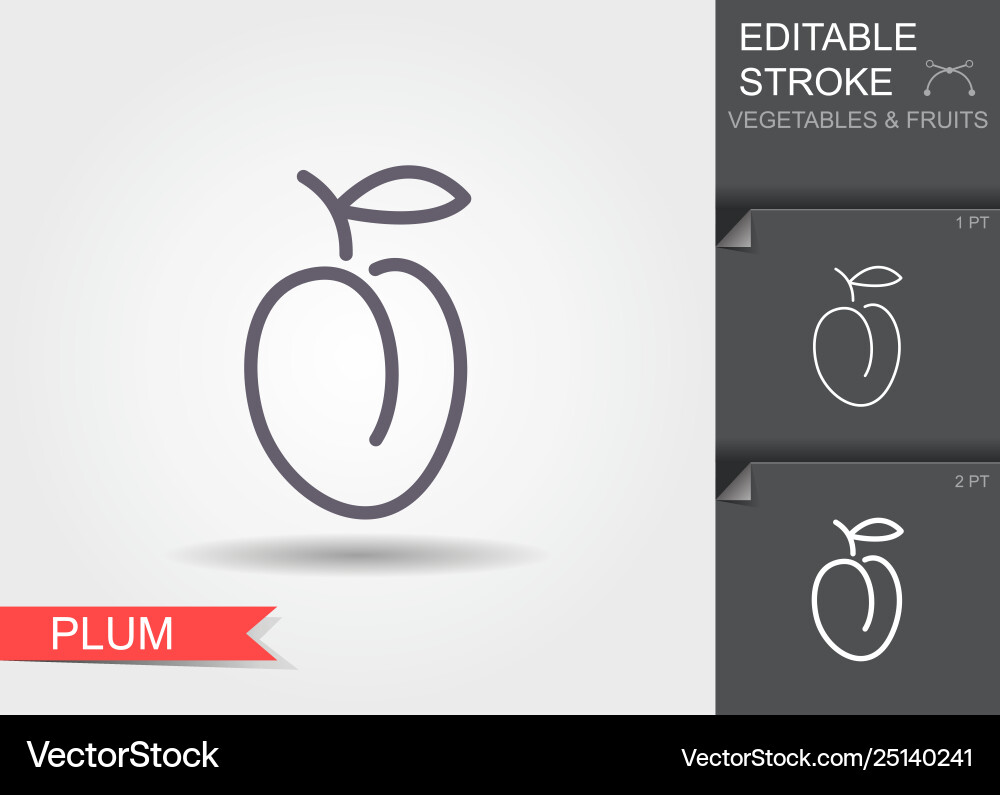 Plum Berry Line Icon with Editable Stroke vector image