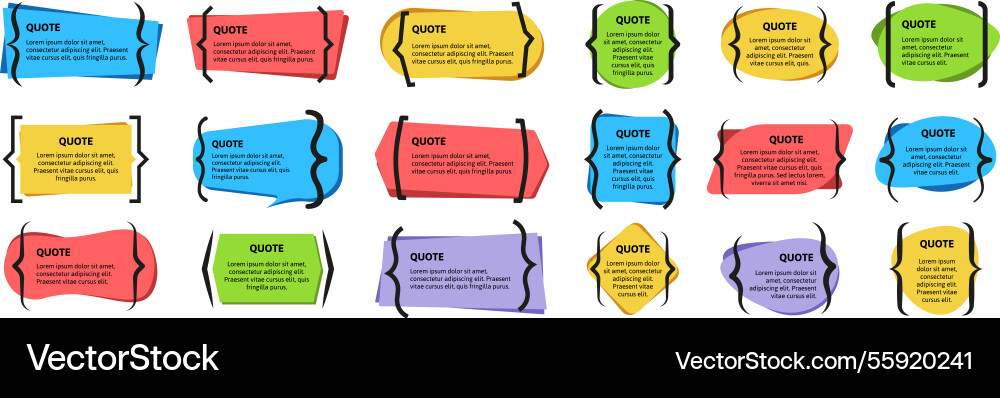 Quote frames with text brackets quotation box Quote frames with text brackets quotation box vector image