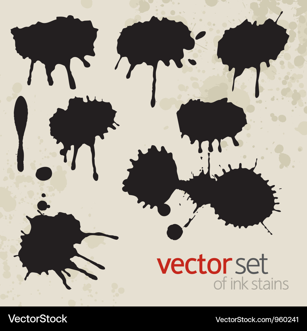 Schwarze Tinte Stains - Messy Set Vektorbild