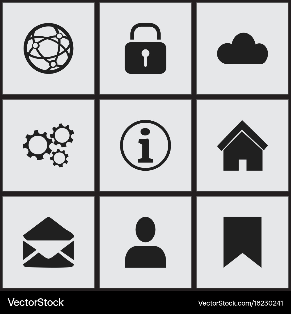 Set of 9 editable network icons includes symbols Vector Image