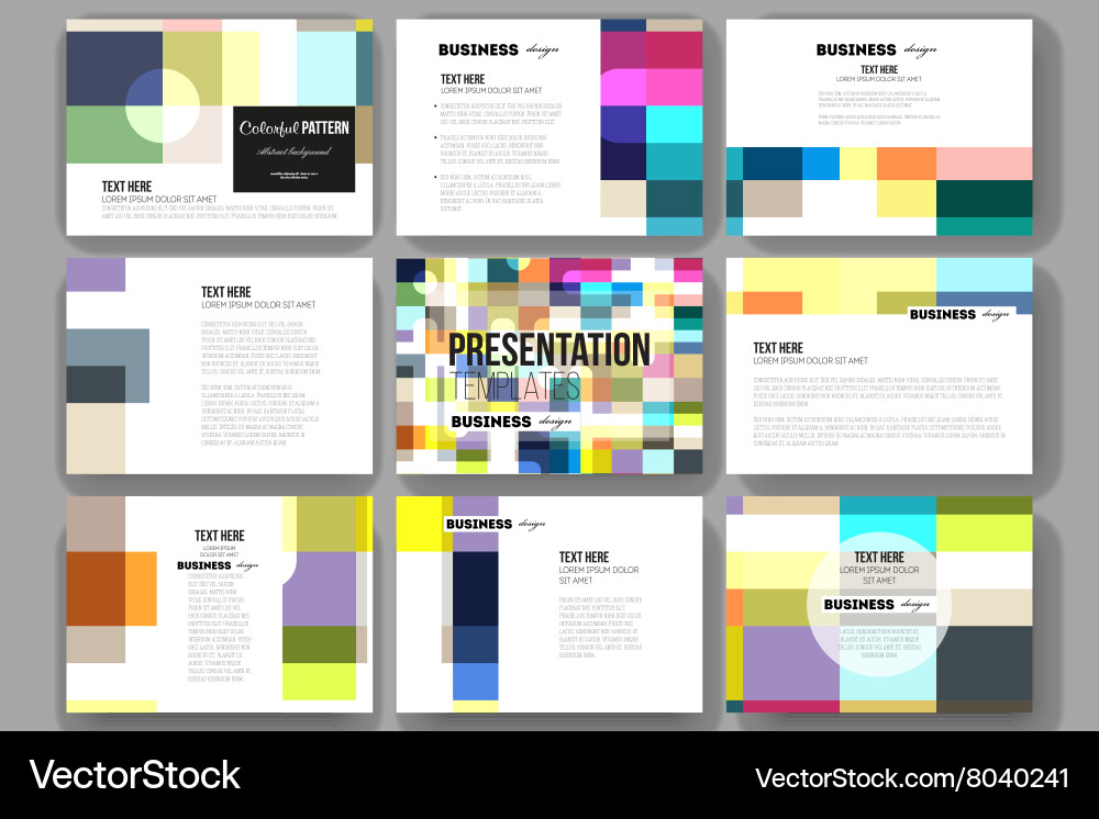 Set of 9 templates for presentation slides Vector Image